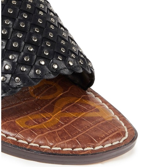SAM EDELMAN Geraldine Studded Basketweave Black Leather Slides Women’s Sz 6 NEW - Picture 6 of 10